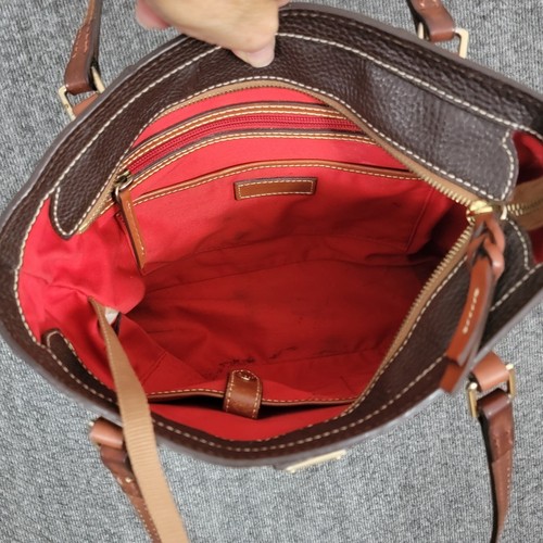 Dooney & Bourke Handbag Brown Pebbled Leather Zip Double Handle Shoulder Bag - Picture 16 of 18