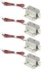 QWORK Electromagnetic Solenoid Lock, 4 Pcs Mini Door Drawer Tongue down DC 12V S