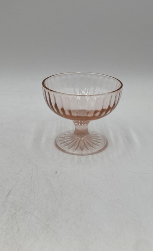 Pink Depression Glass Swirl Pattern Footed Sherbet Dessert Bowls Lot Of 6 - Picture 2 of 6