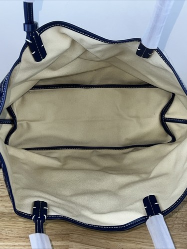 NWT Goyard Tote Handbag Goyardine Canvas Saint Louis PM Navy Blue Pouch - Picture 17 of 17