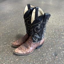 Vintage Abilene Boots Marbled Tan Leather Cowboy Mens Size 9.5D Made in USA