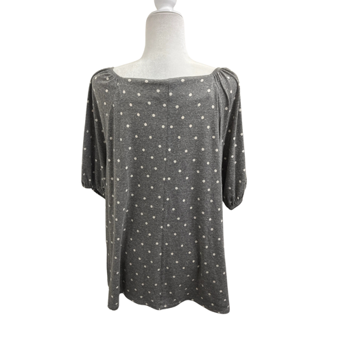 COIN 1804 Women's Gray Polka Dot Top Square Neck Tee - Bild 2 von 2