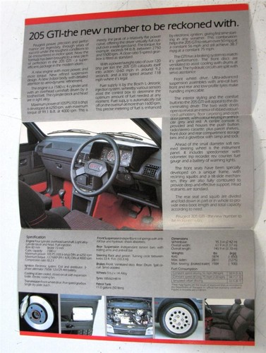 PEUGEOT 205 GTi Car Sales Brochure Apr 1984 #C9653/1/150 - Picture 3 of 4