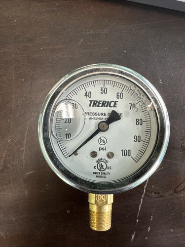 100 PSI Edelstahl Manometer Luft Wasser Druck Flüssigkeit gefüllt Trerice D82LFB 2-1/2"