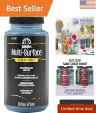 Pure Black Multi-Surface Satin Acrylic Paint 16 oz - Non-Toxic & Water-Resistant