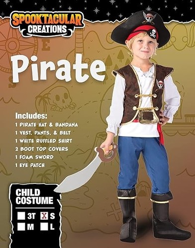 Disfraz de pirata de Halloween para niños Conjunto de accesorios Fiesta de disfraces - Imagen 5 de 5
