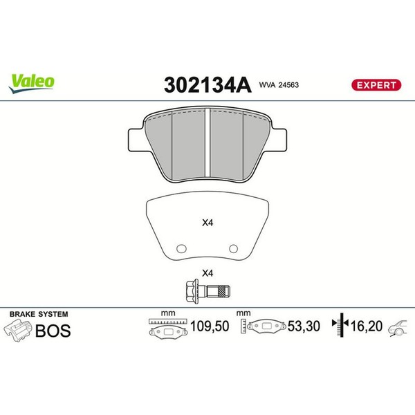 Valeo 302134A Bremsbelagsatz FüR VW Seat Skoda Audi Touran Golf Jetta Caddy EOS-image
