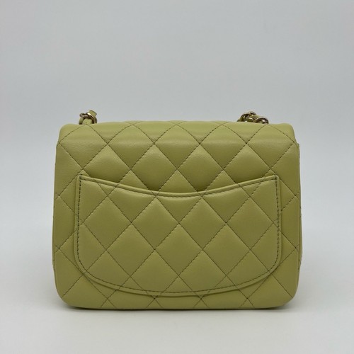 Chanel Mini Square Classic Flap Bag in Quilted Lambskin Lime Green Leather - Picture 8 of 23
