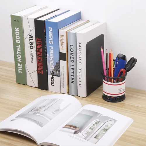 Large Book Ends, Heavy Duty Metal Bookends, 2 Pairs/4 Pieces Book Stopper, Bo... - Picture 5 of 8