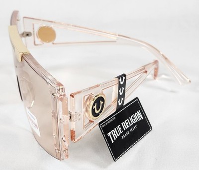 True Religion Crystal Shield Peach Frame Oversized Sunglasses | eBay