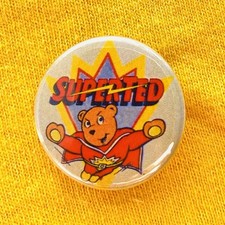 SuperTed 25mm Pin Badge Retro Kids TV 1980s Cartoon