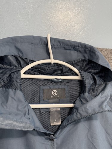 Champion Regenjacke Kapuze Herren klein wasserdicht atmungsaktiv dunkelblau Mantel - Bild 3 von 12