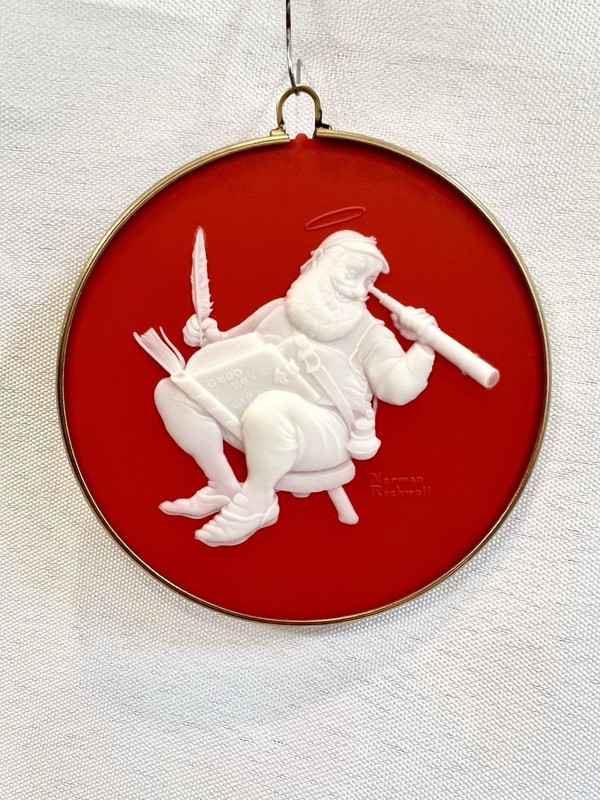 1986 Hallmark Keepsake Cameo Ornament Norman Rockwell Checking Up 7th In Series