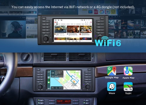 For BMW E39 540i 7" Apple CarPlay Android Auto 14 Car Stereo Radio GPS Navi WiFi - Picture 15 of 21