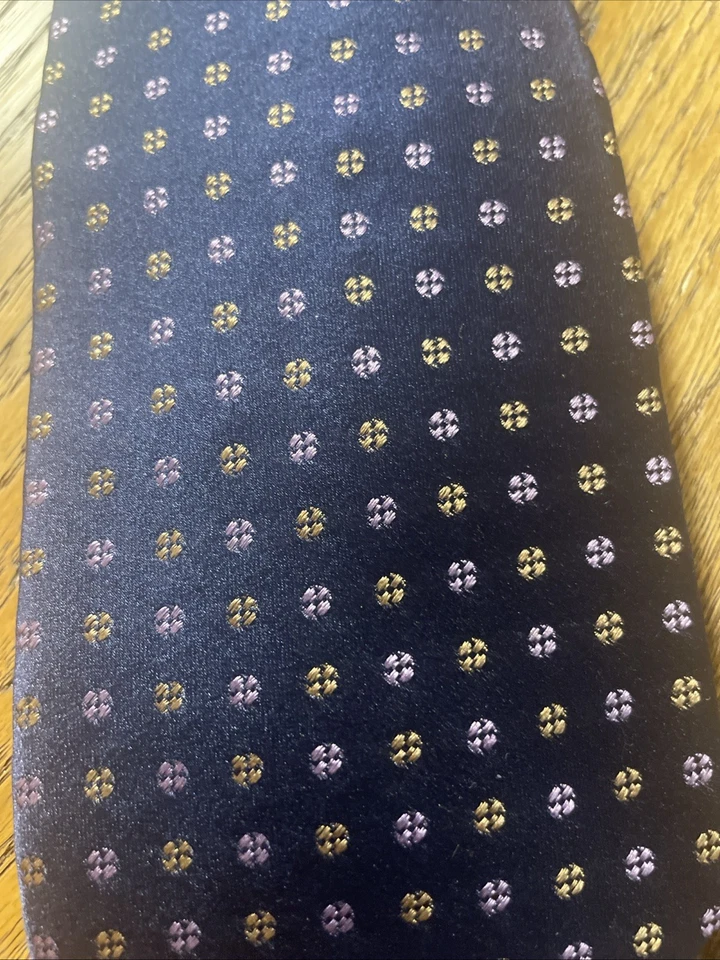 Corbata geométrica de seda tejida Charles Jourdan Paris usada en excelente estado hecha a mano en Italia Foto 3 de 4