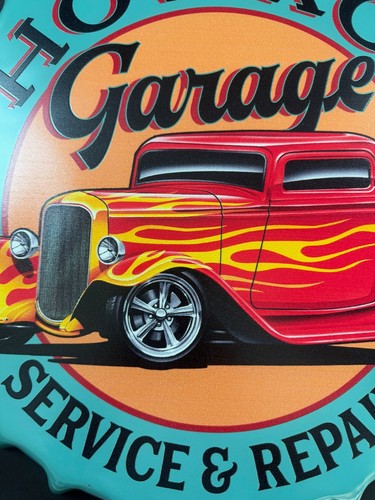 NEU HOT ROD GARAGE MANN HÖHLE SAMMLERSTÜCK METALLSCHILD AUTO LKW AUTO STREET FORD - Bild 5 von 7