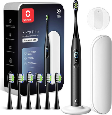 OCLEAN X Pro Elite Premium Set Schallzahnbürste schwarz 7 Aufsätze + Etui