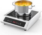1800W Commercial Induction Cooktop, 120V Stainless Steel Electric Countertop Bur