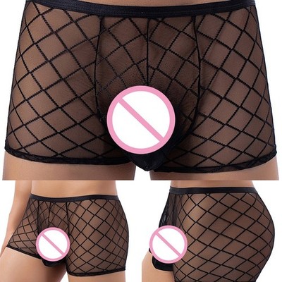Herren Boxershorts Männer Höschen Panty Transparent Unterwäsche Schwarz Brand
