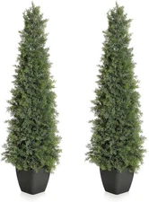 2-Pack Artificial Cedar Tree w/ Planter,Realistic Evergreen for Indoor & Outdoor