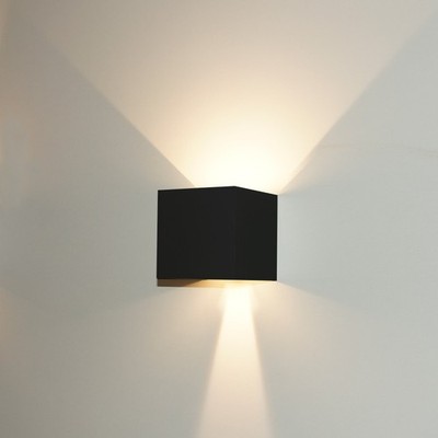LED Wandleuchte schwarz außen & innen verstellbar 6W COB 490lm Up Down warmweiß