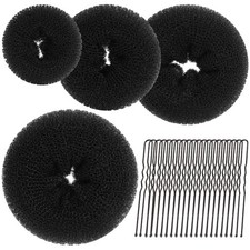 Hair Donut Bun Maker Set Black Extra Large Large Medium  Small Hair Accessories