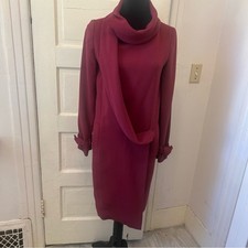 VTG Carolina Herrera Italy Wool Burgundy Dress Quiet Luxury Classic Formal Event