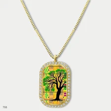 Gorgeous Colorful Tree of Life Pendant Necklace Chain Image Dog Tag Chain Gift D