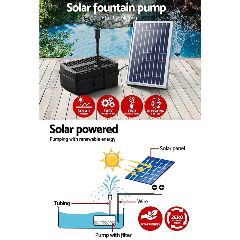 Sub Pump Pool Gardeon Solar Pond Pump Water Fountain Filter Box Submersible Outdoor ...