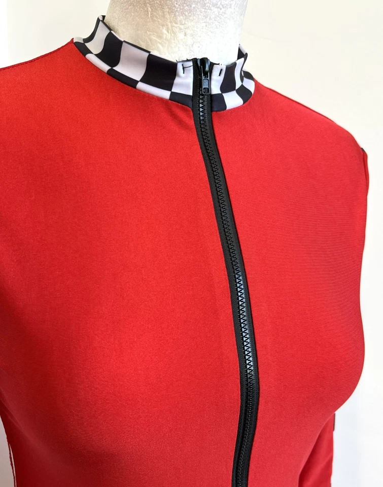 robe T36/38 courte ample et patineuse tissus stretch rouge et à carreaux 432/ - Photo 3/4