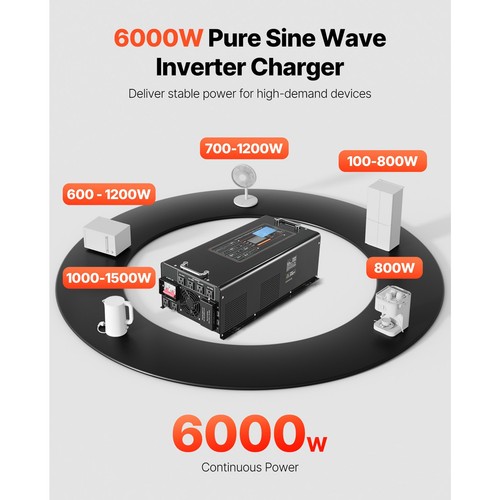 6000W Pure Sine Wave Inverter Charger DC 24V to AC 120V Power Inverter - Picture 2 of 12