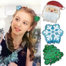 Christmas Snowflake Hair Claw Clips for Women Santa Claus Xmas Tree Hairpins
