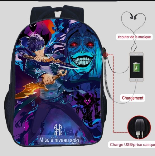 Mochila Versión Jin Woo de Negocios Escolar Solo Nivelación Carga USB Phone Con - Imagen 17 de 24