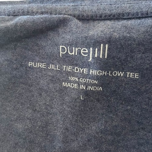 Camiseta Pure Jill Tie Dye Alta-Baja Azul Gris Algodón Top Para Mujer Talla L - Imagen 6 de 6