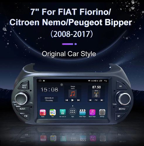 Radio de coche reproductor CarPlay GPS para Fiat Fiorino Qubo para Citroen Nemo 2008-2017 - Imagen 14 de 29