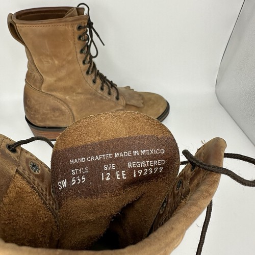 Durango-Packer Kiltie Leather Western Boots Men 12 EE Brown Lace Up Vibram SW535 - Picture 4 of 12