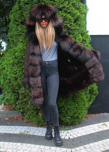 Cappotto parka cappuccio pelliccia di volpe artica ranch 100% vera moda M/L - Foto 15 di 16