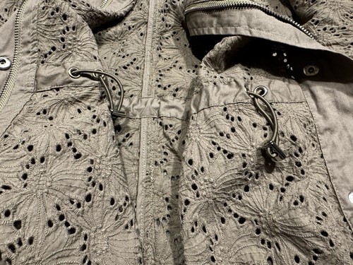 CHICO’S GREEN Cotton Lace Eyelet Snap/Full Zip Lightweight NWOT Jacket 1/8-10/M - Picture 7 of 18