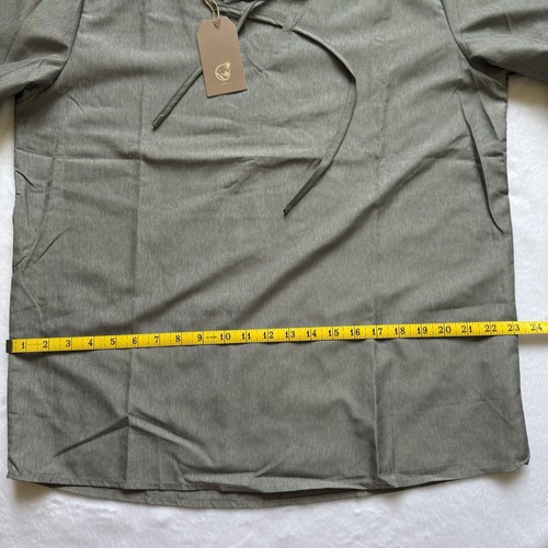 Camisa Hardaddy M Gris Pullover Cuello en V Manga 3/4 Cordones Delanteros Relajado Transpirable - Imagen 5 de 24