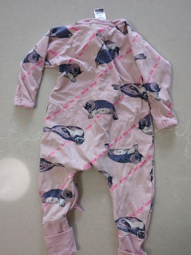 BONDS Baby Wondersuit Zippy Pink Seals Size 00 (3-6 Months) GUC - Picture 3 of 3