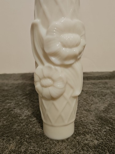 Paralume lampada proiettile floreale fiorito vetro latte vintage 9” art deco metà secolo - Foto 4 di 14