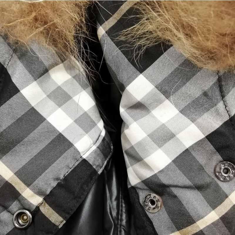 Burberry Blue Label Down Jacket Parka Raccoon Fur Black Long