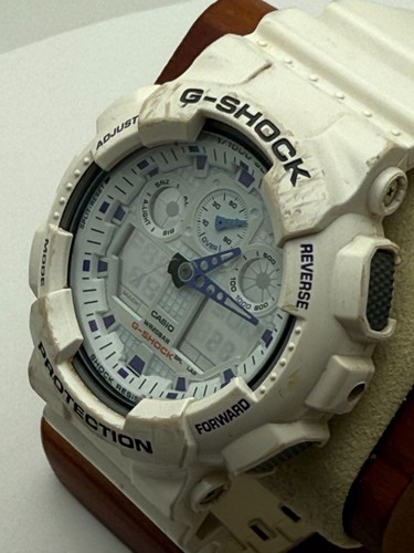 Casio G-Shock GA-100-7A White 51mm Watch Ana-Digi Quartz Very Good New Battery - Picture 3 of 9