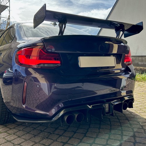 For BMW 2 Series F87 M2 Coupe 16-29 Carbon Fiber Rear Bumper Diffuser Lip W/LED - Picture 8 of 9