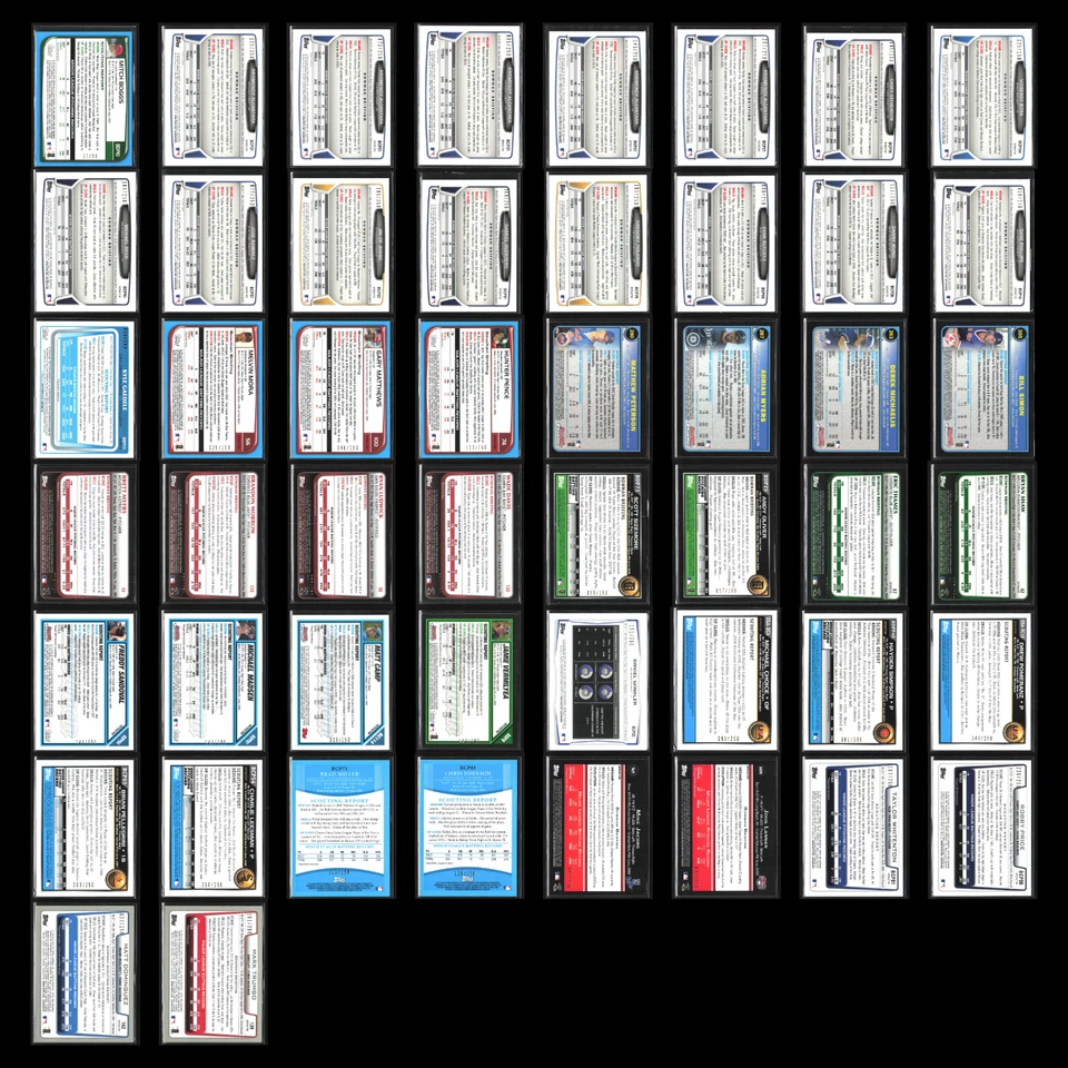 Lote de 50 tarjetas de béisbol Bowman cromo refractor azul distribuidor al por mayor ¡Enorme! Foto 2 de 4