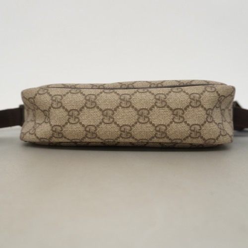 Gucci GG Supreme Sac à Bandoulière PVC Marron Argenté Raccords usine Authentique
