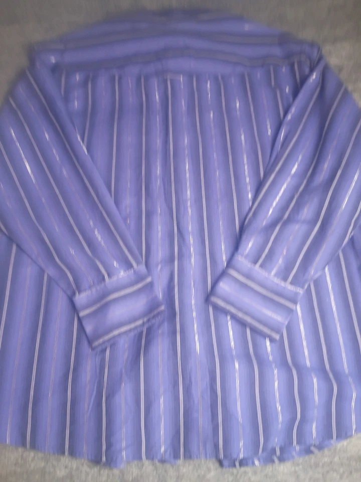 Camisa a Presión Wrangler Western 2XL Púrpura Rayas Metálica Manga Larga Perla A Presión Foto 4 de 4
