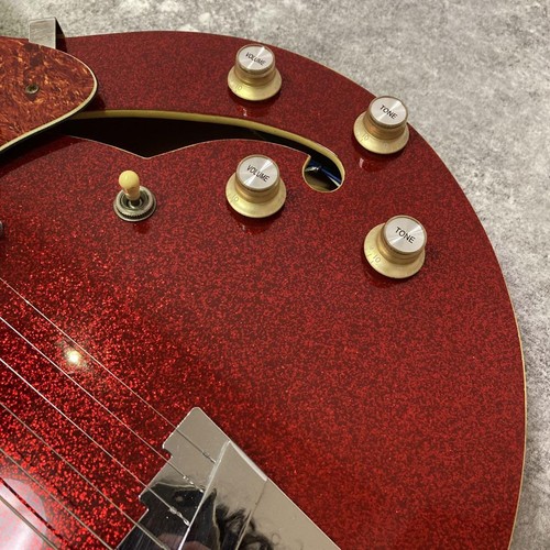 Not specified Italia Lusso Semi-Acoustic Guitar Sparkle Red with Soft Case, - Picture 4 of 16