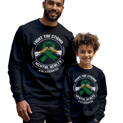 Herren und Kinder grünes Band Bewusstsein für psychische Gesundheit Sweatshirt Pullover Angst #MHA