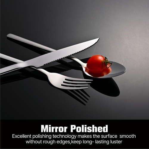 48-Piece Silverware Set with Steak Knives Flatware Set for 8 Stainless Steel ... - Picture 6 of 7